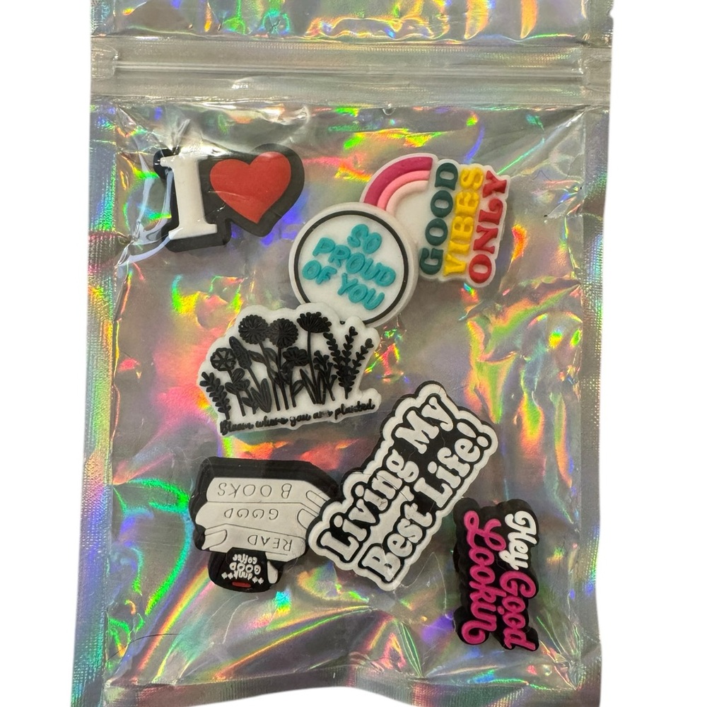 #9 ~ 7 charms for $9 ~ Colorful Shoe and Accessory Charms for Crocs and More